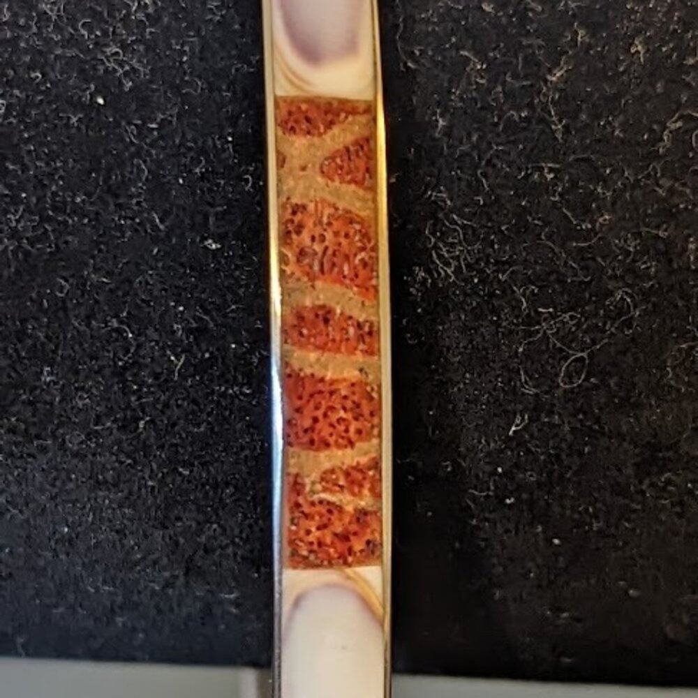 Vintage Apple Coral Inlay Bangle Bracelet